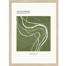 Ingelijste poster met abstracte witte lijnen op groen, Avantgardistische moderne kunst 1925, Line Art No.6