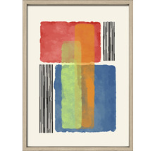 Ingelijste abstracte aquarel afbeelding met geometrische vormen