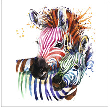 Illustratie van twee zebra's met gekleurde strepen