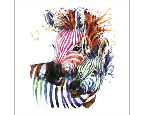 Illustratie van twee zebra's met gekleurde strepen
