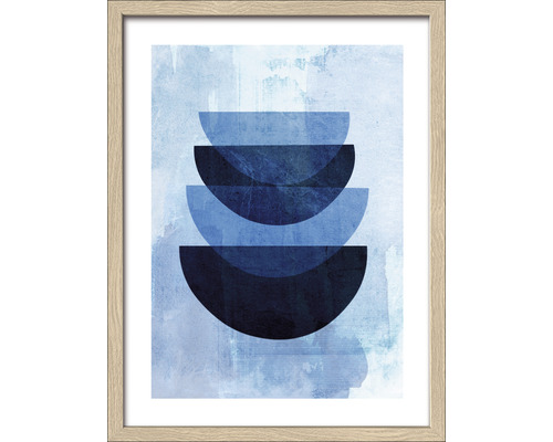 Ingelijste afbeelding met abstract, halfrond ontwerp op een gestructureerde achtergrond