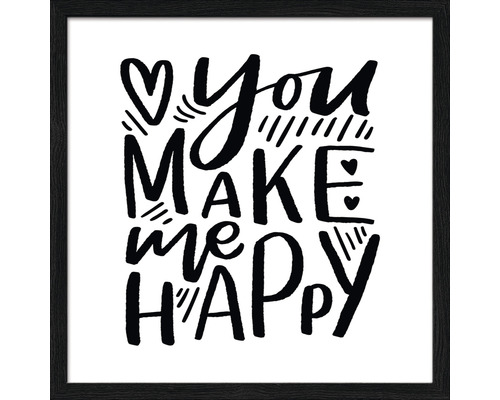Ingelijste wanddecoratie met de tekst You Make Me Happy