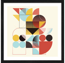 Grafische print met geometrische vormen in lijst