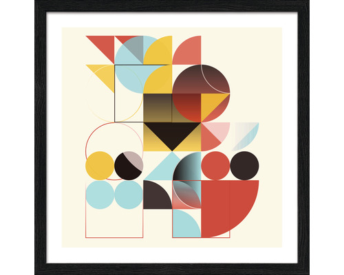 Grafische print met geometrische vormen in lijst
