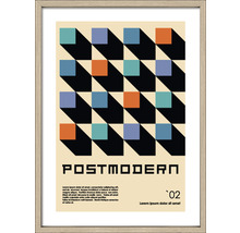 Ingelijste poster met geometrisch, abstract ontwerp in de stijl van het postmodernisme