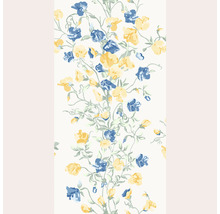 Behang met bloemmotief van gele en blauwe bloemen