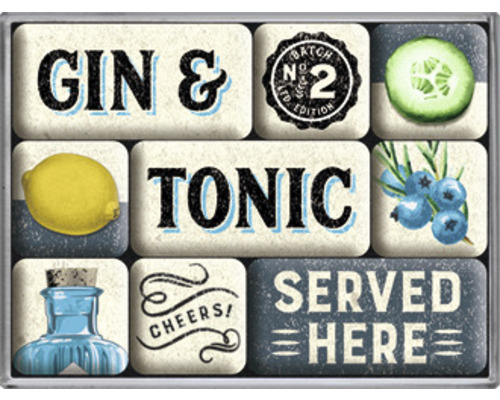 NOSTALGIC-ART Magneet Gin & Tonic 6 x 8 cm 9-delig