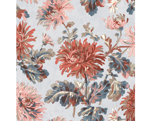 LAURA ASHLEY Vliesbehang 114912 Maryam crimson Bloemenbehang met chrysantenpatroon