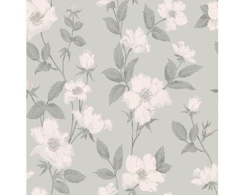 LAURA ASHLEY Vliesbehang 114917 Fleurir smoke green Bloemenbehang met rozenmotief