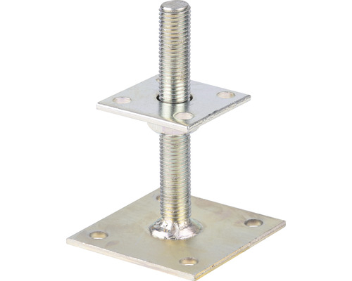 GAH.ALBERTS Paalhouder 70x70 mm hoogte verstelbaar 30-150 mm thermish verzinkt Verstelbare voet met draadspindel en montageplaat