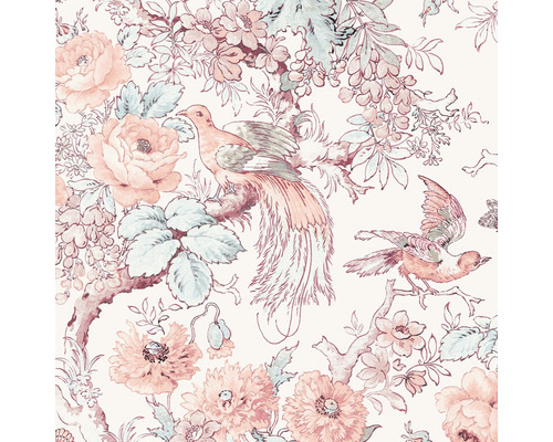 LAURA ASHLEY Vliesbehang 115269 Birtle blush Behang met bloem- en vogelmotieven