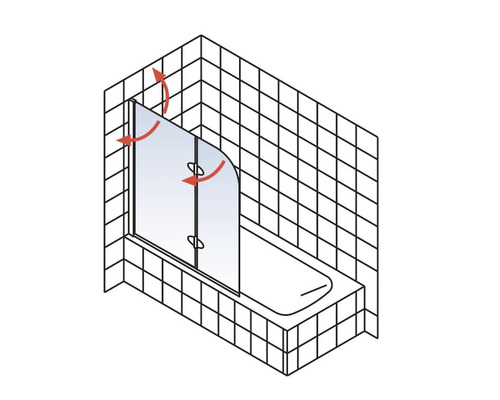 Illustratie van een badwand met draaifunctie