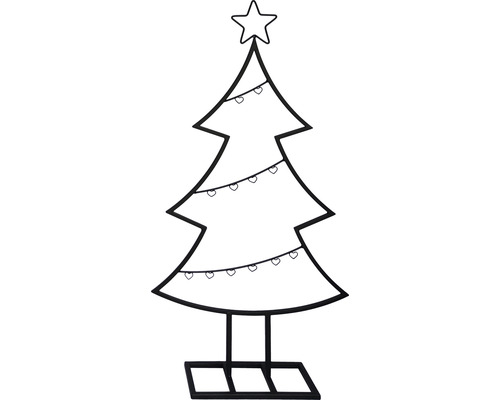 Kerstboom silhouet met ster en lichtjes als omtrek afbeelding