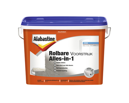ALABASTINE Rolbare voorstrijk 4in1 dekkend wit 5 l Alabastine Rolbare Voorstrijk Alles-in-1 in emmer