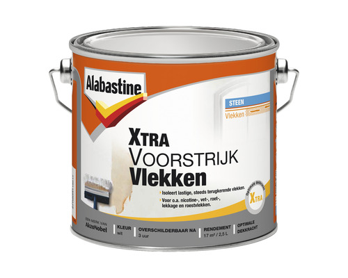 ALABASTINE Xtra voorstrijk vlekken wit 2,5 l Alabastine Xtra Voorstrijk Vlekken in wit in een blik
