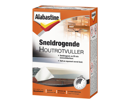 ALABASTINE Sneldrogende houtrotvuller 2 componenten gebroken wit 465 g