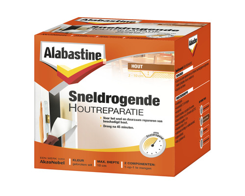 ALABASTINE Sneldrogende houtreparatie 2 componenten gebroken wit 500 g