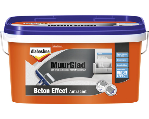 ALABASTINE MuurGlad Beton Effect antraciet 5 l Alabastine MuurGlad Beton Effect Antraciet emmer