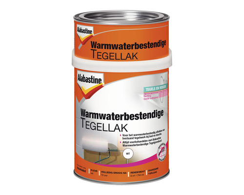 ALABASTINE Warmwaterbestendige tegellak 2 componenten wit 750 ml Alabastine Warmwaterbestendige Tegellak verfblik