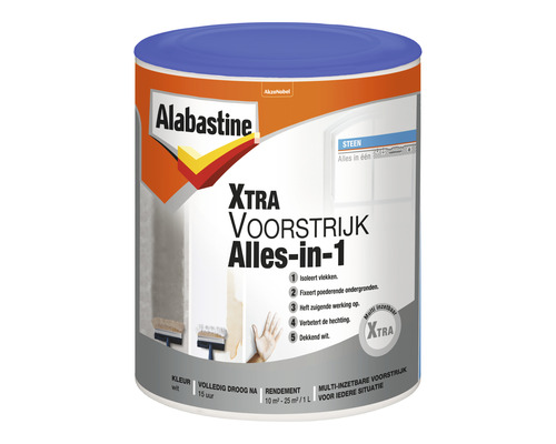 ALABASTINE Xtra voorstrijk alles-in-1 wit 1 l Alabastine Xtra Voorstrijk Alles-in-1 verfemmer