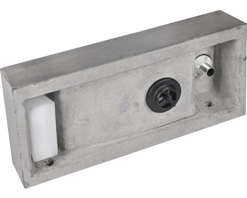Betonnen wastafel met afvoergarnituur en bevestiging