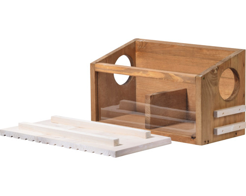 Houten vogelhuis met transparante wanden en afneembaar deksel