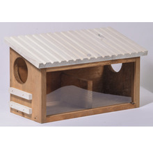 Vogelhuis van hout met transparant kijkvenster