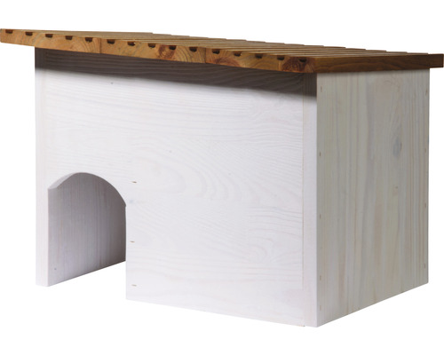 Houten huis voor egels met ingang en traliedak