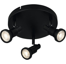 Zwarte plafondlamp met drie spots voor flexibele verlichting van interieurs