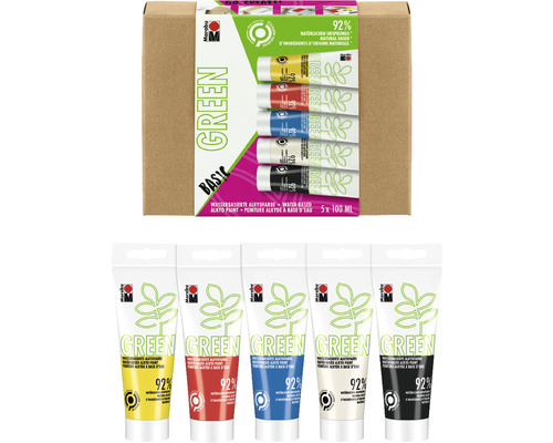 Marabu Green Basic Alkydverf set met vijf tubes