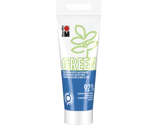 MARABU Green series - Alkydverf azuurblauw 095 100 ml Marabu Logo, Tube groene alkydverf op waterbasis