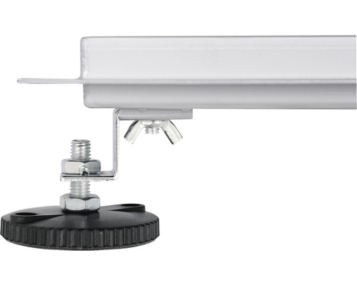 Detail van een in hoogte verstelbare meubelpoot met schroefdraad