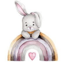 THE WALL Canvas schilderij Rabbit on the Rainbow 30x30 cm
