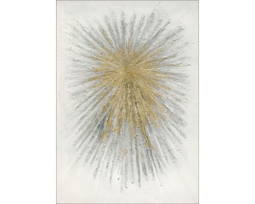 Schilderij met abstract stermotief in goud en zilver