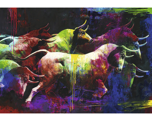 PURE LIVING Schilderij canvas handgeschilderd Farbbulle II 100x70 cm