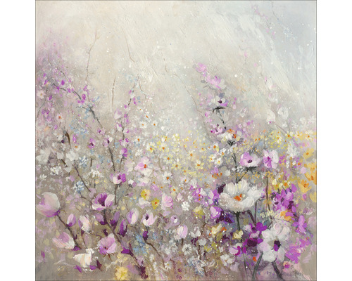 PURE LIVING Schilderij canvas handgeschilderd Natural flowers I 60x60 cm