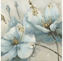 Schilderij met bloemmotief en goudkleurige accenten