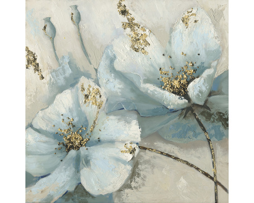 Schilderij met bloemmotief en goudkleurige accenten