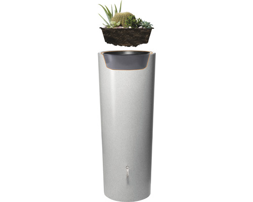 Regenton met plantenbak en waterkraan