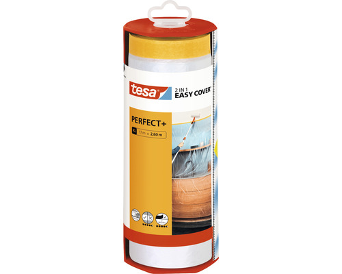 Tesa Perfect Plus afdekfolie met tape, 17 meter bij 2,6 meter