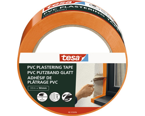 TESA PVC Pleistertape glad oranje 50 mm x 33 m Tesa PVC pleistertape, 33 meter maal 50 millimeter