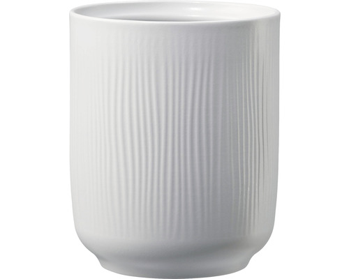 Witte plantenbak met verticaal ribbelpatroon