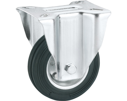 Zwenkwiel met stalen behuizing en rubberen wiel