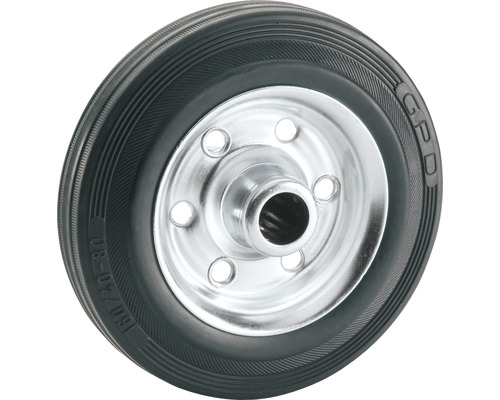 Wiel met rubberen band en metalen velg