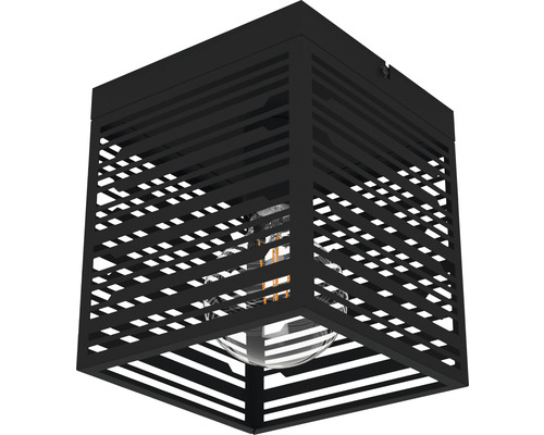 Plafondlamp in kubusvorm met rasterontwerp