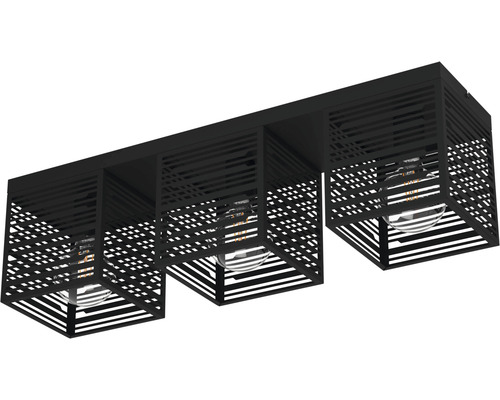 Plafondlamp met drie lampen en metalen kooi ontwerp