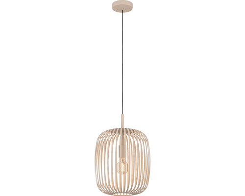Hanglamp met houten kap en gloeilamp