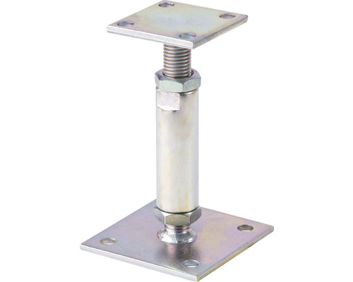 GAH.ALBERTS Paalhouder 70x70 mm hoogte verstelbaar 150-190 mm thermish verzinkt Verstelbare metalen paalvoet met vierkante grondplaat
