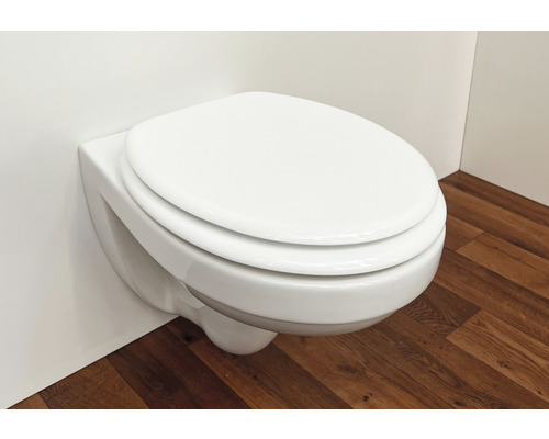 Wandcloset met gesloten toiletdeksel in de badkamer