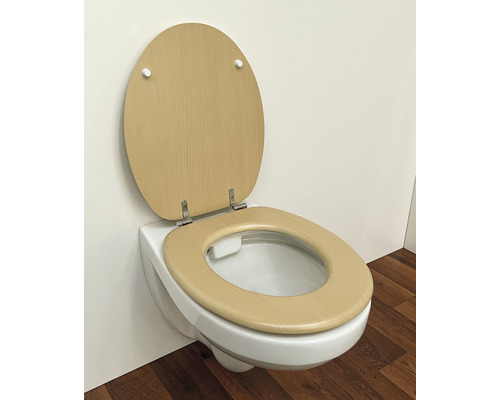 Toiletpot met open houten deksel